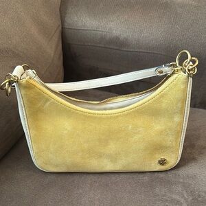 Elegant Tory Burch Yellow Suede Shoulder Bag